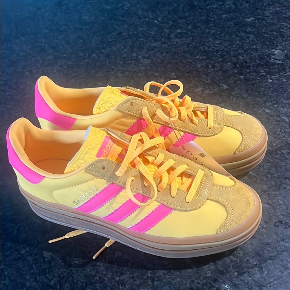 Adidas Gazelle Yellow and Pink Sneakers